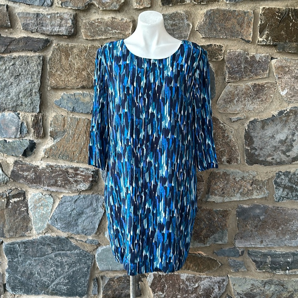 Boden 'Beaufort' Watercolor Stripe Tunic Dress in Blue Multi Size 14 Long